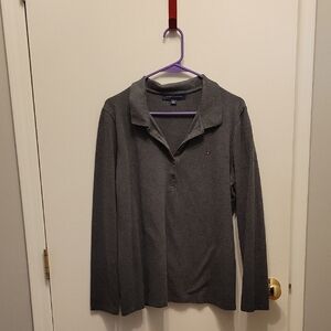 Toomy HILFIGER Gray Long Sleeve Polo Shirt